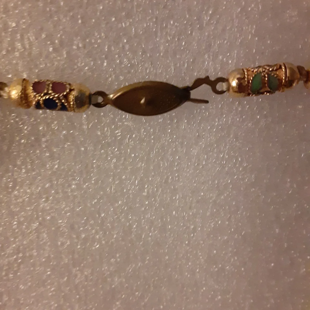 Elegant Multicolor Beaded Necklace Vintage Cloisonne - Picture 3 of 4